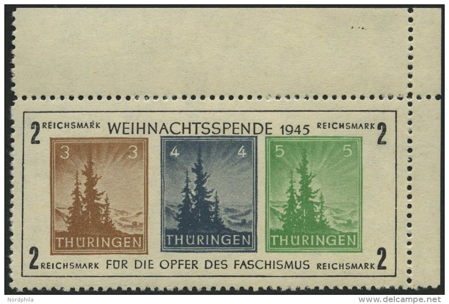 THÜRINGEN Bl. 1xb **, 1945, Block Antifa, Weißes Kartonpapier, Type II, Mi.Nr. 100 In Hellsiena, Aus Der Ober - Other & Unclassified