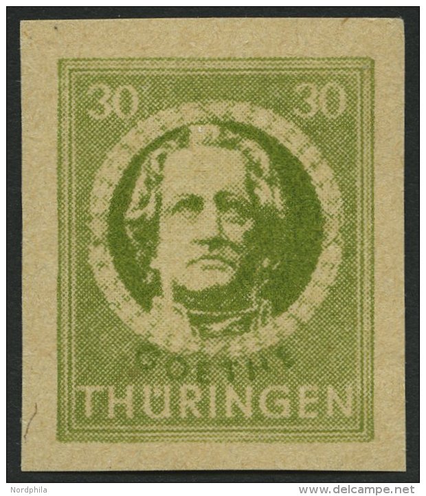 THÜRINGEN 99V1 **, 1945, Versuchsdruck: 30 Pf. Dunkelolivgrün, Pracht, Gepr. Sturm, Mi. 100.- - Other & Unclassified