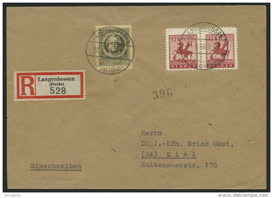 THÜRINGEN 99BXat BRIEF, 1945, 30 Pf. Olivgrau, Ungezähnt, Vollgummierung, Gelblichgraues Papier, Auf Einschrei - Other & Unclassified