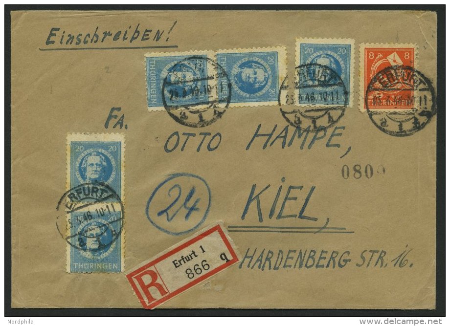 THÜRINGEN 98AXp2 BRIEF, 1945, 20 Pf. Preußischblau, Gezähnt, Vollgummierung, Dickes Papier, Fallende Pap - Other & Unclassified