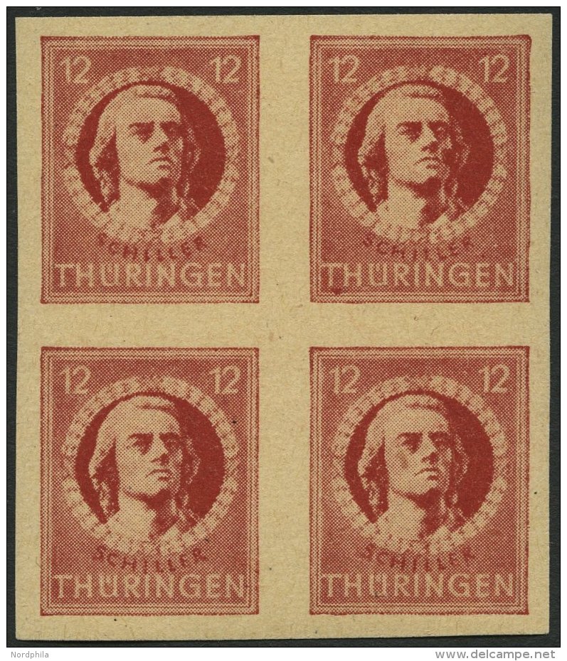 THÜRINGEN 97AXbp1U VB **, 1945, 12 Pf. Dunkelbräunlichrot, Vollgummierung, Dickes Papier, Mit Deutlichem Abkla - Other & Unclassified