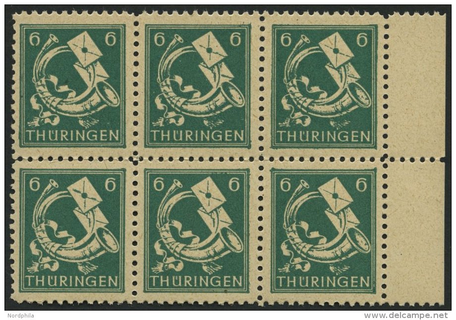 THÜRINGEN 95AXbs **, 1945, 6 Pf. Schwärzlichbläulichgrün, Vollgummierung, Hellchromgelbes Papier, Ho - Other & Unclassified