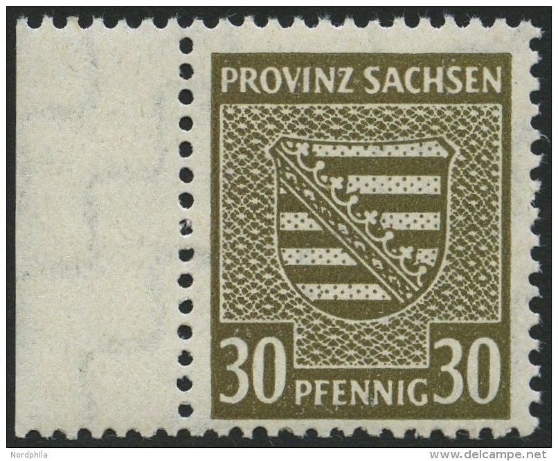 PROVINZ SACHSEN 83Xb **, 1945, 30 Pf. Bräunlicholiv, Wz. 1X, Pracht, Gepr. Ströh, Mi. 80.- - Other & Unclassified