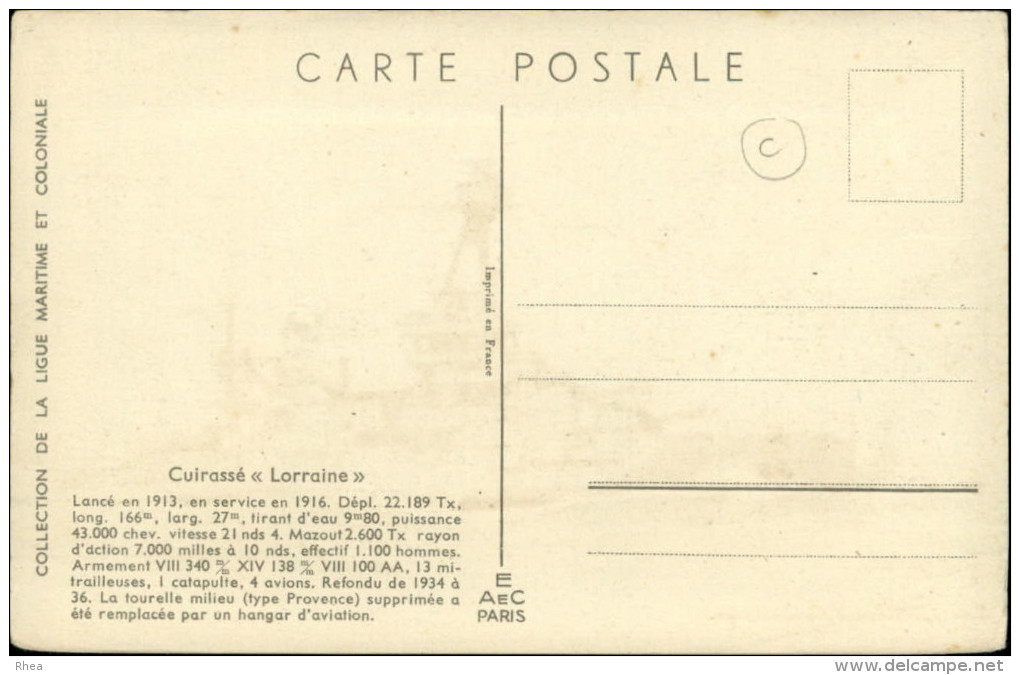 MARINE DE GUERRE - Bateaux De Guerre - CUIRASSE - LORRAINE - Dessin D'Haffner - Warships