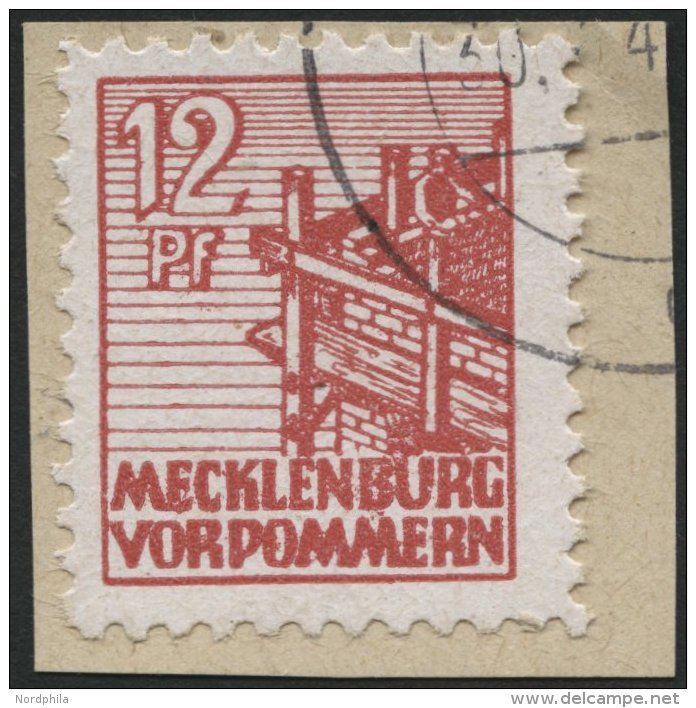 MECKLENBURG-VORPOMMERN 36xc BrfStk, 1946, 12 Pf. Lebhaftbraunrot, Kreidepapier, Nicht Prüfbarer Eckstempel, Prachtb - Other & Unclassified