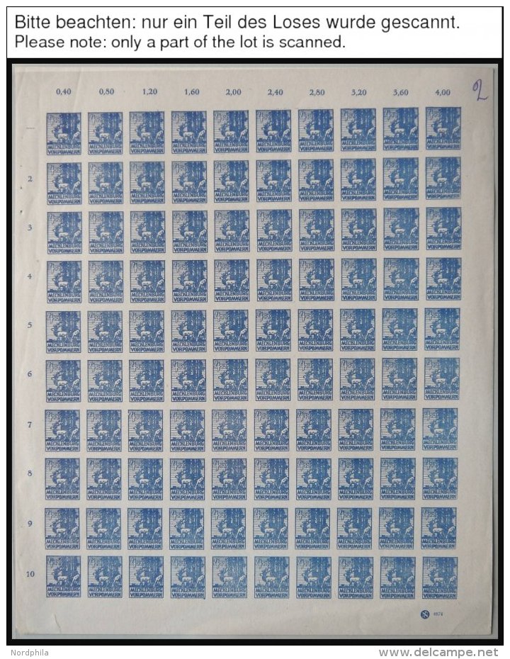 MECKLENBURG-VORPOMMERN 29-36x **, 1946, 3 - 12 Pf. Abschiedsserie, 1. Auflage, 7 Werte Im Bogensatz (100), Bei Der 3 Pf. - Other & Unclassified