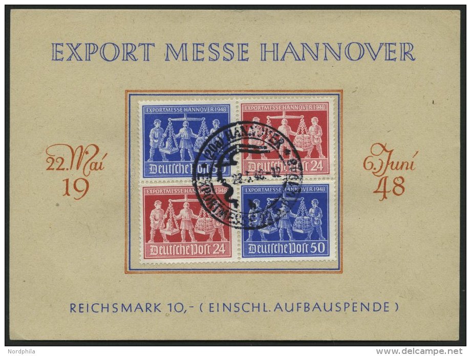 ALLIIERTE BES. V Zd 1 BrfStk, 1948, Exportmesse Im Viererblock, Sonderstempel, Pracht, Gepr. Schlegel, Mi. 80.- - Other & Unclassified