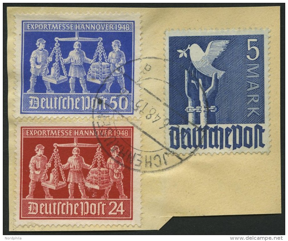 ALLIIERTE BES. 962b BrfStk, 1948, 5 M. Violettultramarin Mit Zusatzfrankatur Auf Briefstück, Pracht, Gepr. Schlegel - Other & Unclassified