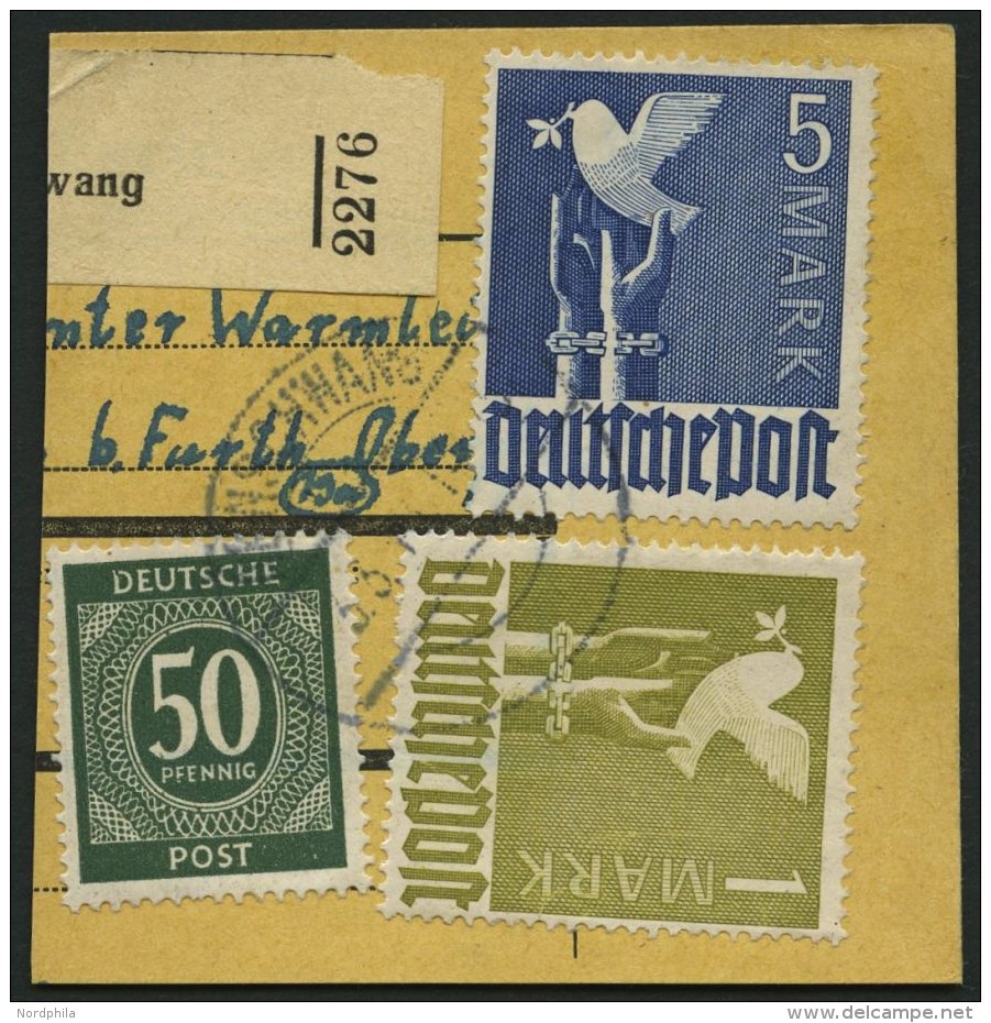 ALLIIERTE BES. 962a BrfStk, 1948, 5 M. Dunkellilaultramarin Mit Zusatzfrankatur A. Paketkartenabschnitt, Pracht, Gepr. S - Other & Unclassified