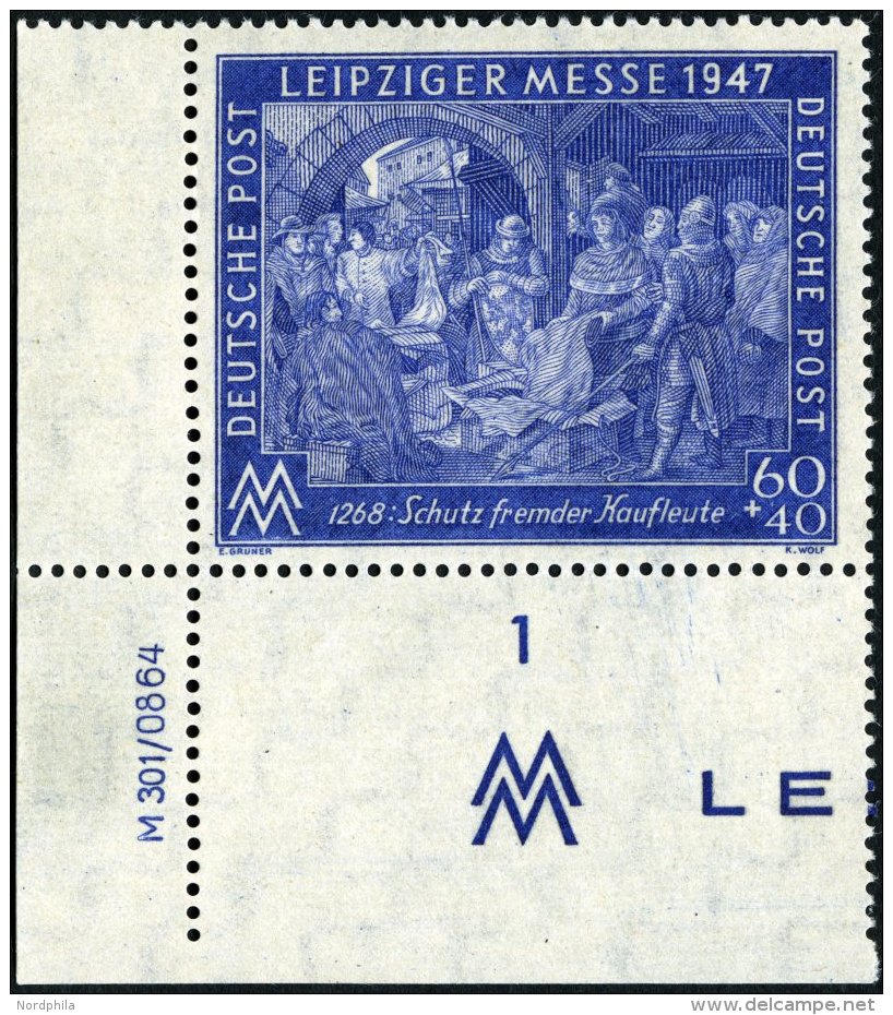 ALLIIERTE BES. 942ICDV **, 60 Pf. Leipziger Messe, Linke Untere Bogenecke Mit Druckvermerk M 301/0864, Pracht, Mi. 100.- - Otros & Sin Clasificación