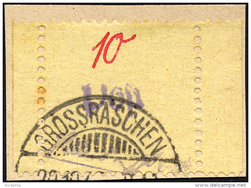 GROSSRÄSCHEN 6S BrfStk, 1945, 10 Pf. Auf Gelb Mit Seitenrändern, Prachtbriefstück, Mi. 450.- - Private & Local Mails