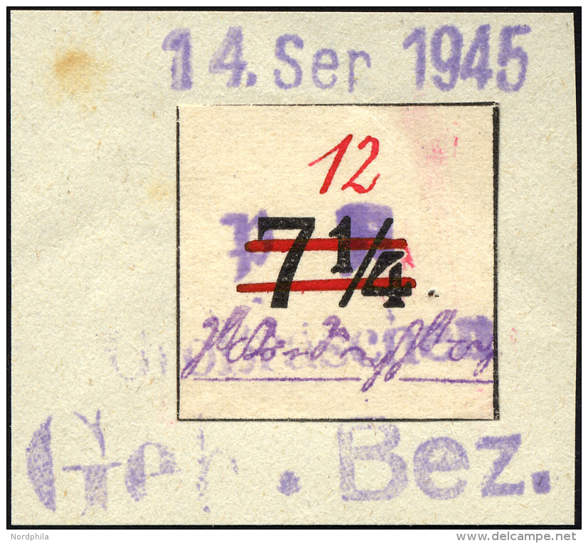 GROSSRÄSCHEN-VORLÄUFER V 26U BrfStk, 1945, 12 Pf. Rot, Ungezähnt, Prachtbriefstück, Fotobefund Kunz, - Private & Local Mails