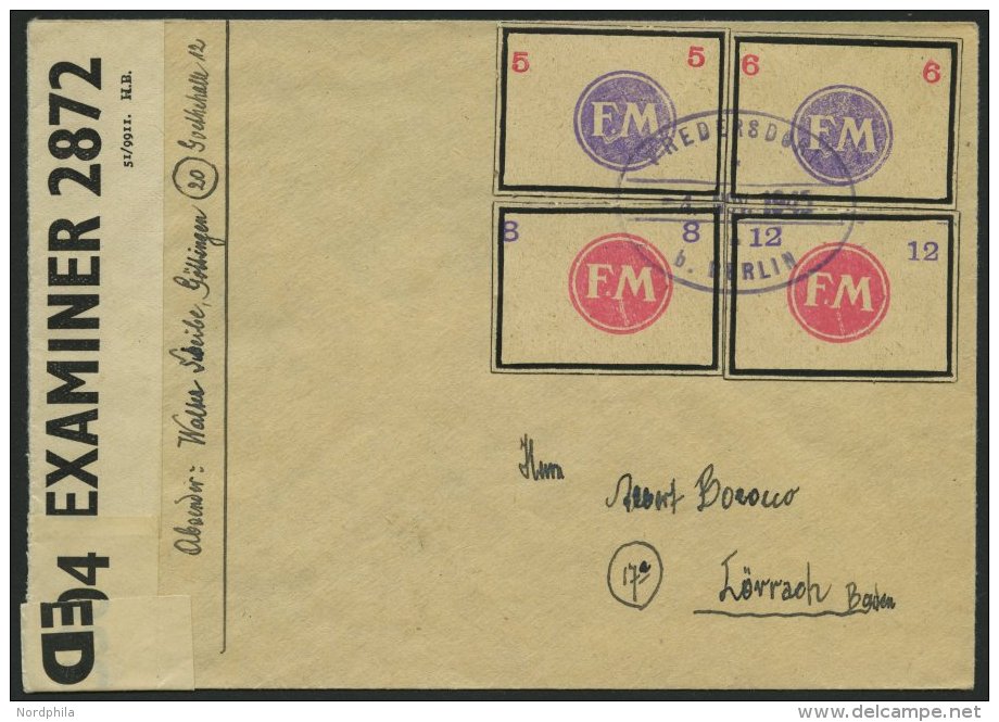 FREDERSDORF Sp 246-49 BRIEF, 1945, 5 - 12 Pf., Rahmengröße 38x28 Mm, Kleine Wertziffern, Auf Brief Mit Stempe - Private & Local Mails