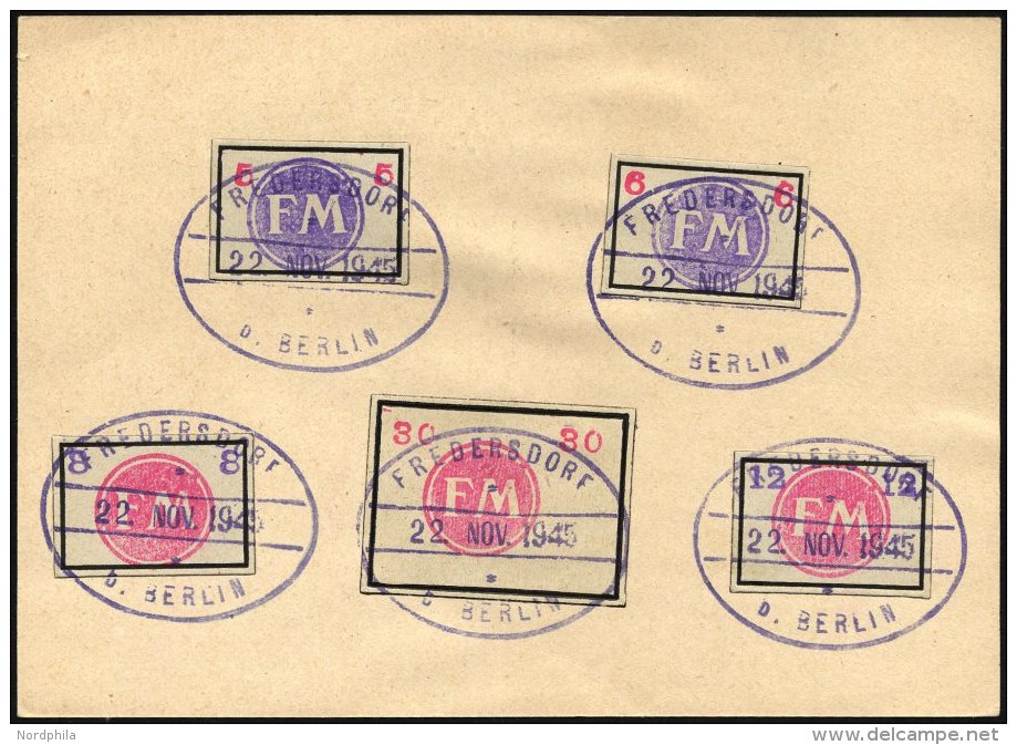 FREDERSDORF Sp231-34,50 BrfStk, 1945, 5 - 12 Pf., Rahmengröße 28x19 Mm Und 30 Pf., Rahmengröße 38x - Private & Local Mails