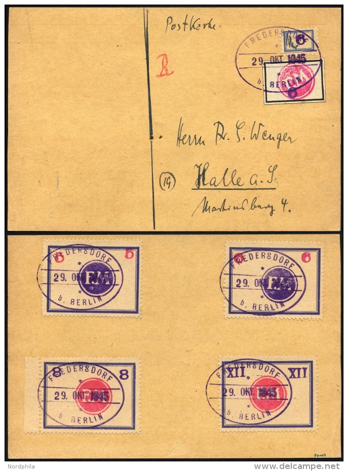 FREDERSDORF Sp 227FIV BRIEF, 1945, 6 Pf., Rahmengröße 28x19 Mm, Große Wertziffern, Mit Abart Wertziffer - Private & Local Mails
