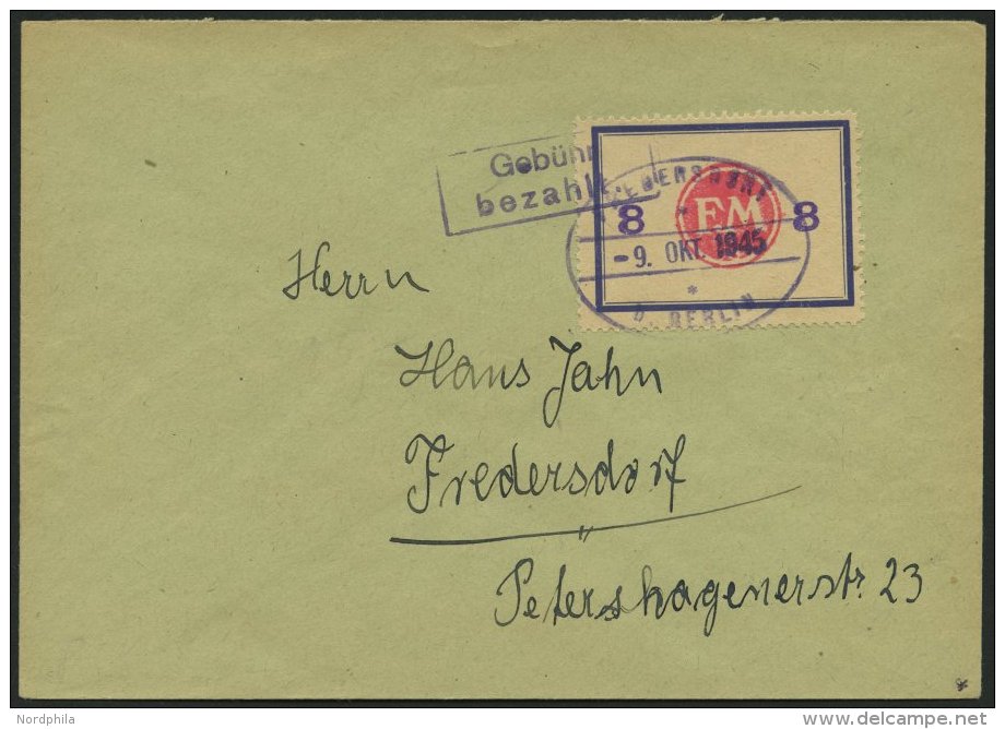 FREDERSDORF Sp 172F BRIEF, 1945, 8 Pf., Rahmengröße 43x31.5 Mm, Große Wertziffern, Mit Abart Wertziffer - Private & Local Mails