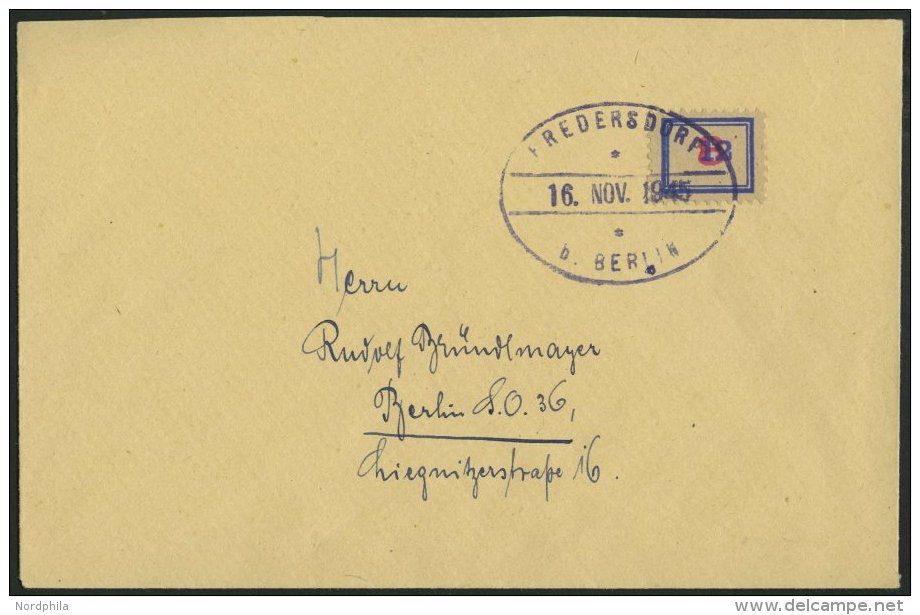 FREDERSDORF Sp 125 BRIEF, 1945, 12 Pf. Auf 8 Pf. Provisorium Auf Prachtbrief - Private & Local Mails