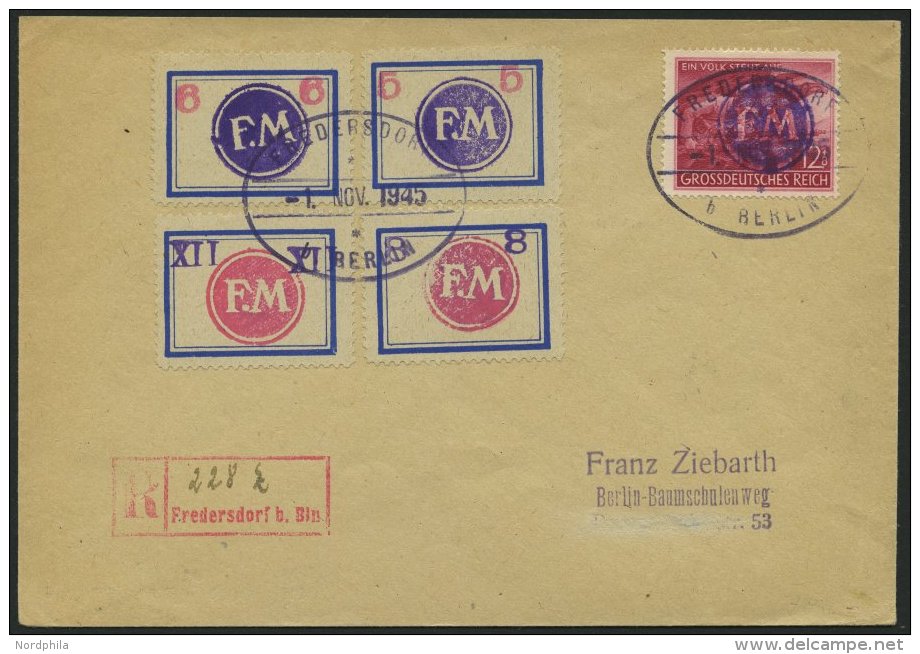 FREDERSDORF 26 BRIEF, 1945, 12 Pf. Volkssturm Mit 5 - XII Pf., Rahmengröße 31x23 Mm, Große Wertziffer, - Private & Local Mails