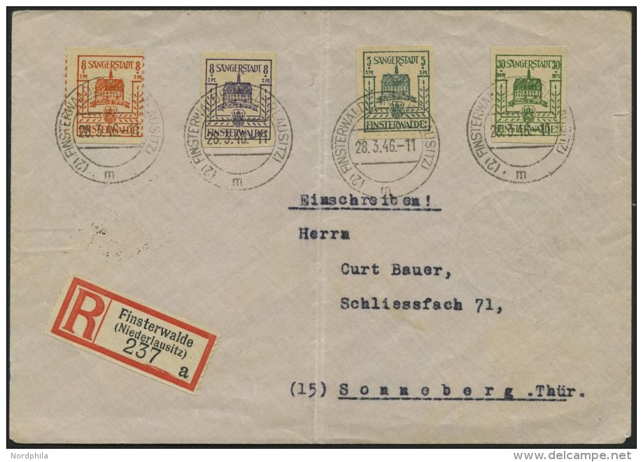 FINSTERWALDE 5b,5aVaII BRIEF, 1946, 8 Pf. Dunkelblauviolett Und Versuchszähnung 8 Pf. Gelblichrot Senkrechte Z&auml - Private & Local Mails