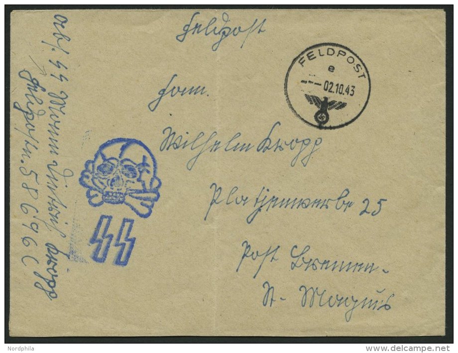 FELDPOST II. WK BELEGE 2.10.1943, Feldpostbrief Der Hitlerjugend 12. SS-Panzerdivision, FP-Nummer 58696C, Mit Groß - Occupation 1938-45