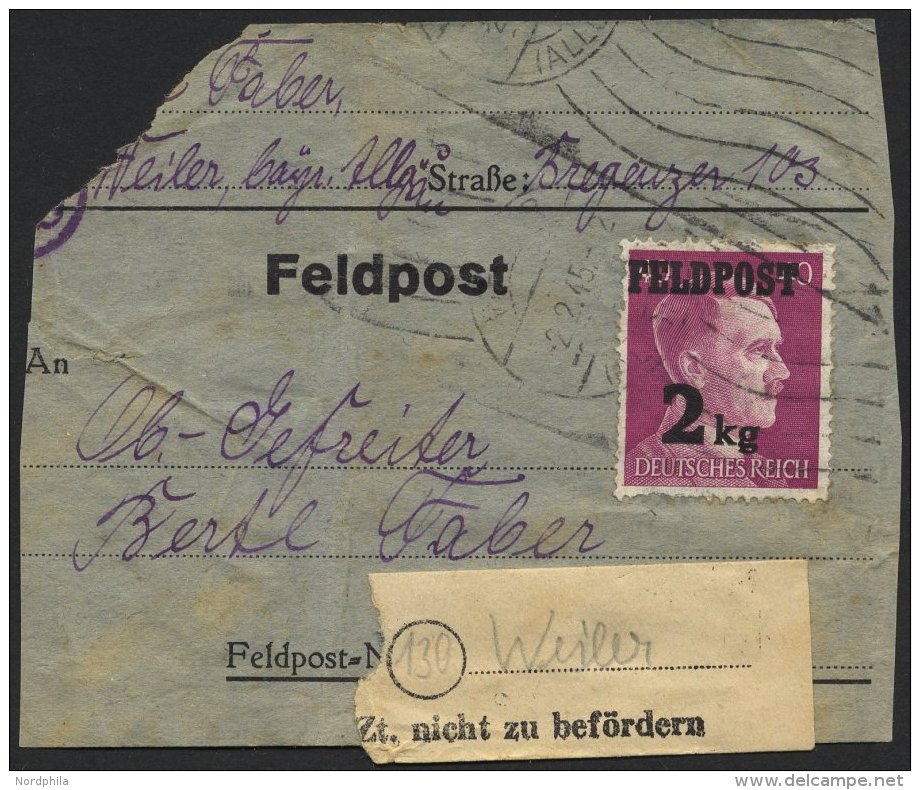 FELDPOSTMARKEN 3 BRIEF, 1944, Feldpost 2 Kg Auf Adressträger Eines Feldpostpäckchens Mit Absender- Und Empf&au - Occupation 1938-45