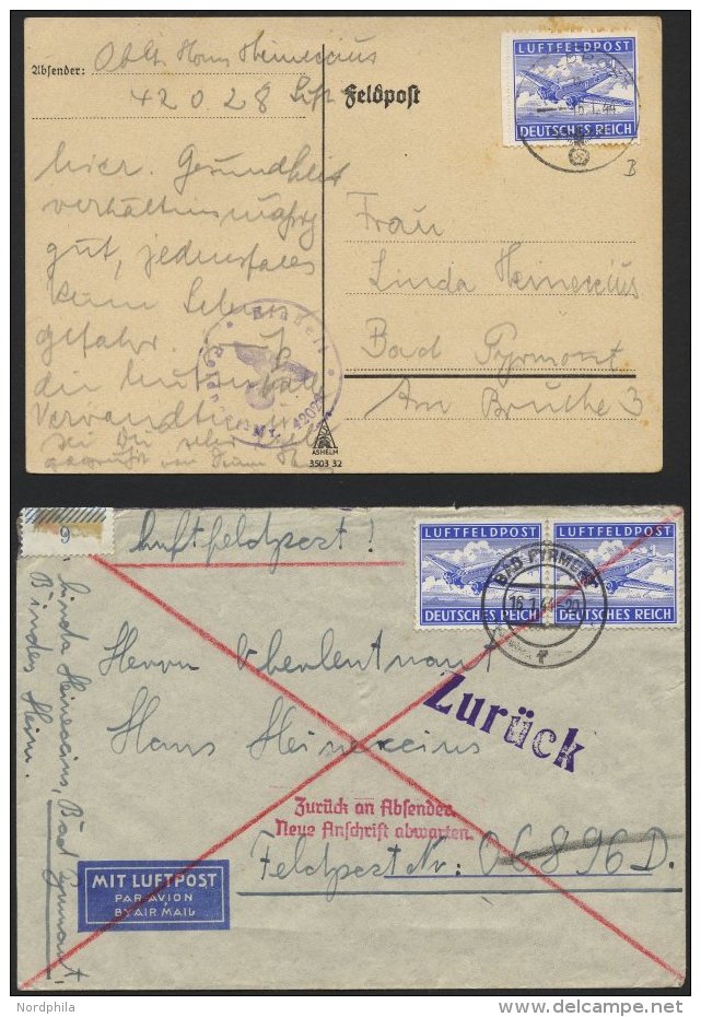 FELDPOSTMARKEN 1A/B BRIEF, 1942/3, Luftfeldpost, 3 Verschiedene Bessere Belege, Pracht - Occupation 1938-45