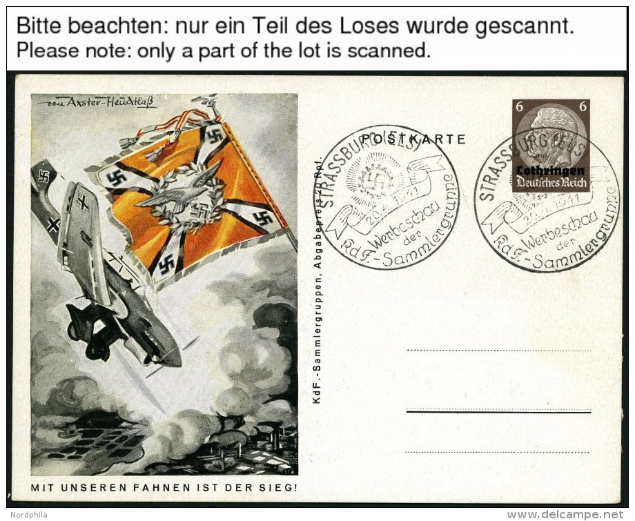 LOTHRINGEN P BRIEF, 1940/1, 4 Verschiedene Ungebrauchte Ganzsachenkarten, 2 Davon Leer Gestempelt, Sonderstempel STRASSB - Occupation 1938-45