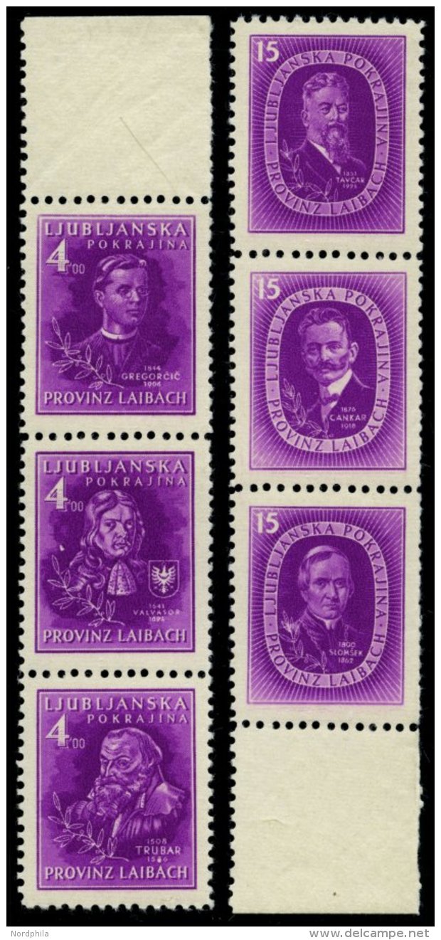 LAIBACH I-VIAc **, Verdiente Slowenen, Lila, Gezähnt, In 2 Senkrechten Dreierstreifen, Dabei Abart VI/I, 2 Werte St - Occupation 1938-45
