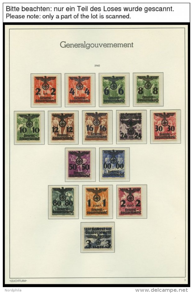 GENERALGOUVERNEMENT **, Komplette Postfrische Sammlung Generalgouvernement Auf Leuchtturm Falzlosseiten, Pracht - Occupation 1938-45