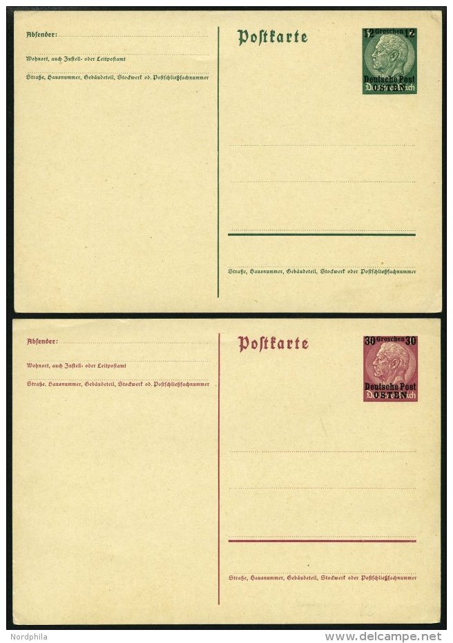 GENERALGOUVERNEMENT P 1/2II BRIEF, 1940, 12 Und 30 Gr. Ganzsachenkarten, E In Postkarte Endet Eng, Ungebraucht, Feinst, - Occupation 1938-45