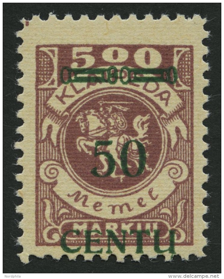 MEMELGEBIET 173BI **, 1923, 50 C. Auf 500 M. Graulila, Type BI, Pracht - Klaipeda 1923