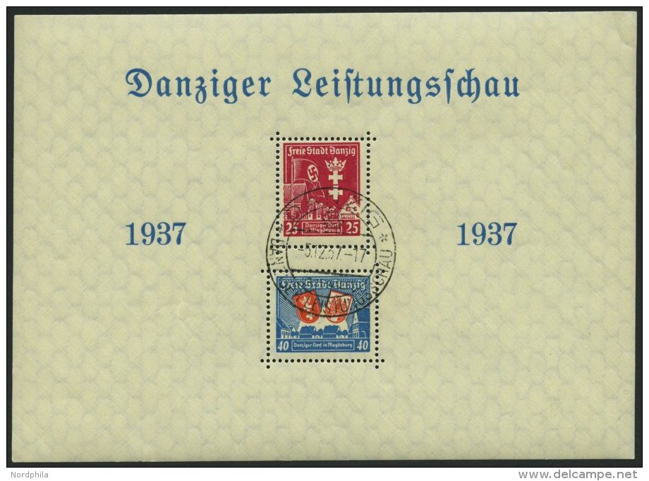 FREIE STADT DANZIG Bl. 3 O, 1937, Block Leistungsschau, Sonderstempel, Winzige Eckknitter, Marken Pracht, Mi. 110.- - Other & Unclassified