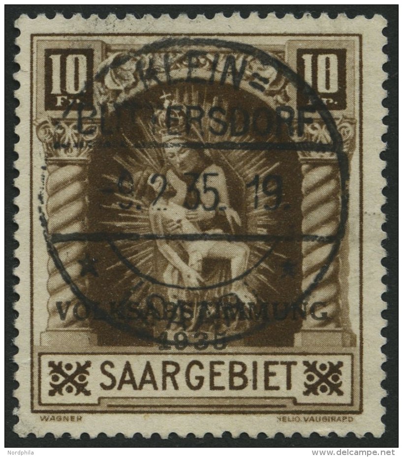 SAARGEBIET 194II O, 1934, 10 Fr. Volksabstimmung Mit Abart Weißer Strich Durch Innenfeld Der 0, Zentrischer Stempe - Otros & Sin Clasificación