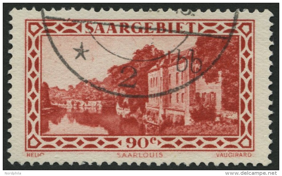 SAARGEBIET 160I O, 1932, 90 C. Kaserne Saarlouis Mit Abart I Und O Von Helio Verstümmelt, Pracht, Gepr. Geigle, Mi. - Other & Unclassified