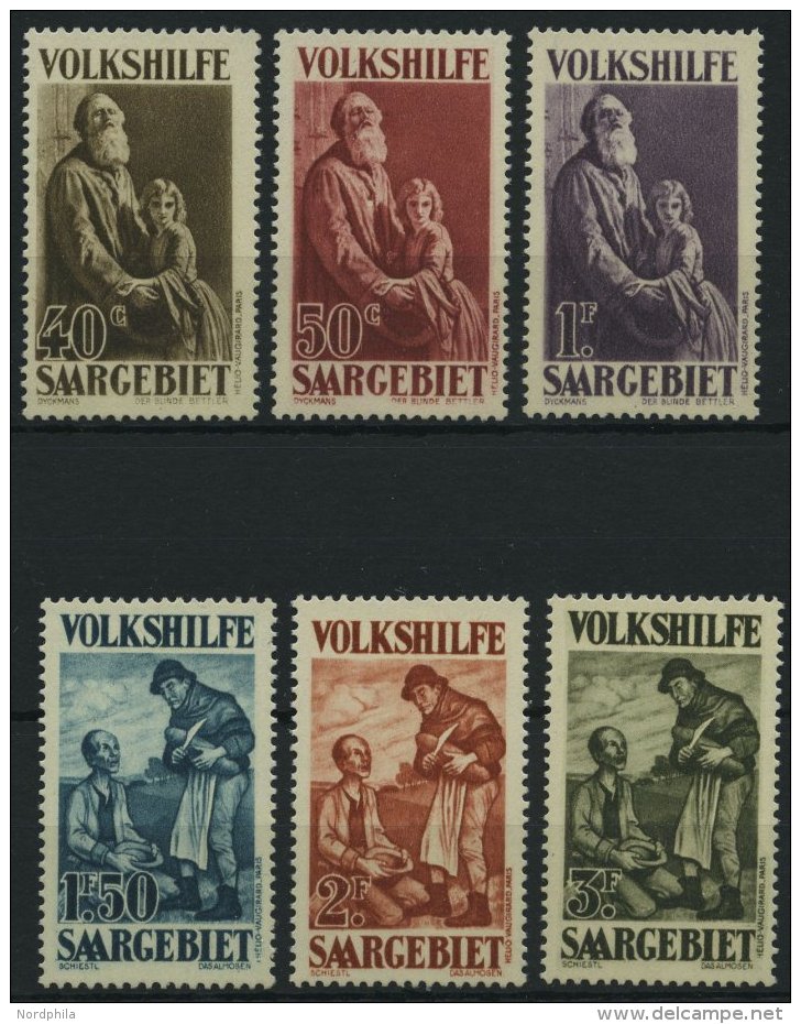 SAARGEBIET 128-33 **, 1928, 40 C. - 3 Fr. Volkshilfe, 6 Prachtwerte, Mi. 232.- - Other & Unclassified