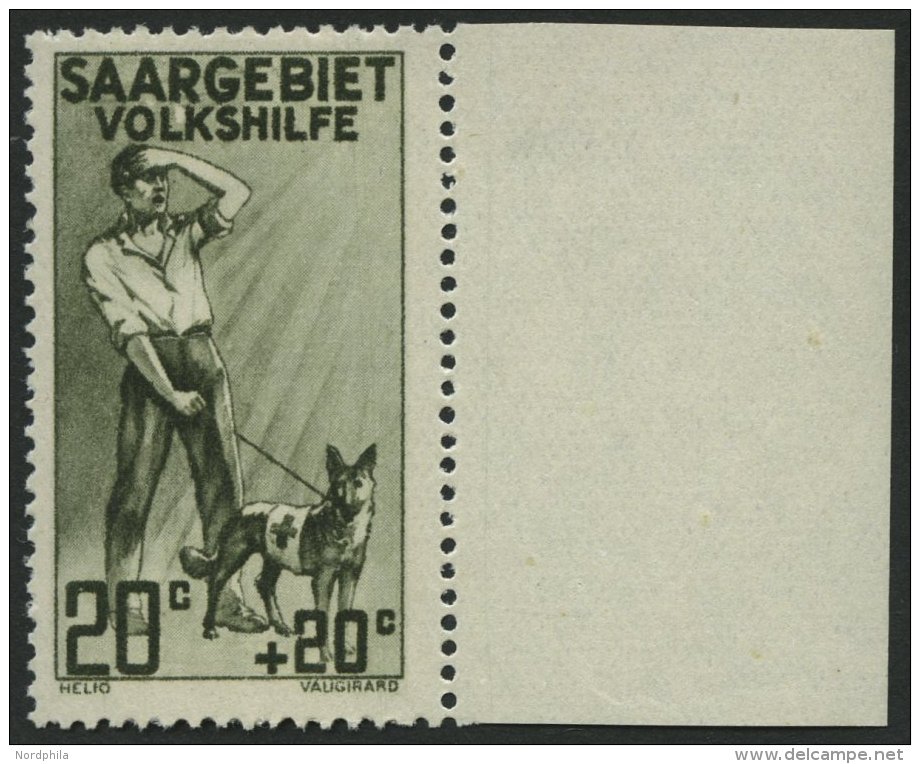 SAARGEBIET 104III **, 1926, 20 Pf. Volkshilfe Mit Abart Apostroph Zwischen L Und K In Volkshilfe Retuschiert (weiß - Other & Unclassified