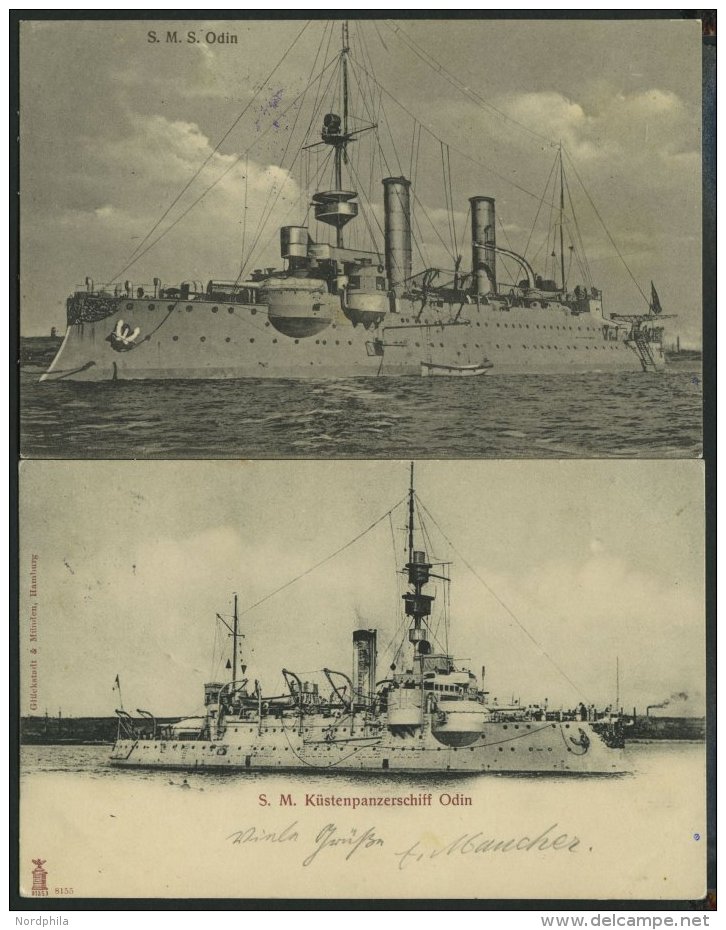 MSP VON 1914 - 1918 S.M.S. Odin, 2 Verschiedene Gebrauchte Ansichtskarten, Pracht - Maritiem