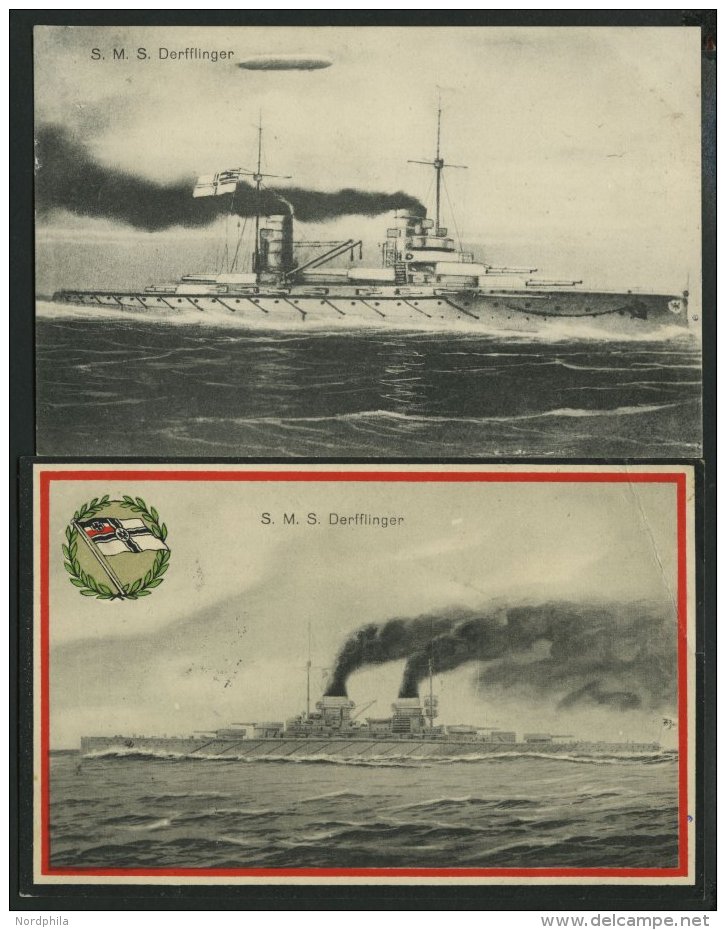 MSP VON 1914 - 1918 S.M.S. Derfflinger, 2 Verschiedene Gebrauchte Ansichtskarten, Pracht - Maritiem