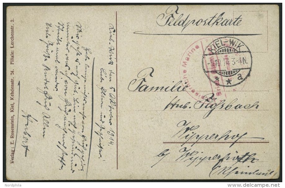 MSP VON 1914 - 1918 (Torpedoboot: S 33), 5.10.1916, Roter Briefstempel, Feldpost-Ansichtskarte Von Bord Des Torpedoboote - Maritiem