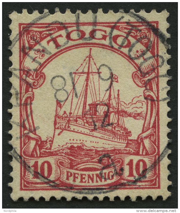 TOGO 9 O, KPANDU (TOGO) A, 8.9.12, Zentrisch Auf 10 Pf. Karmin, Ohne Wz., Kleine Dünne Stelle Sonst Pracht, R!, Gep - Togo