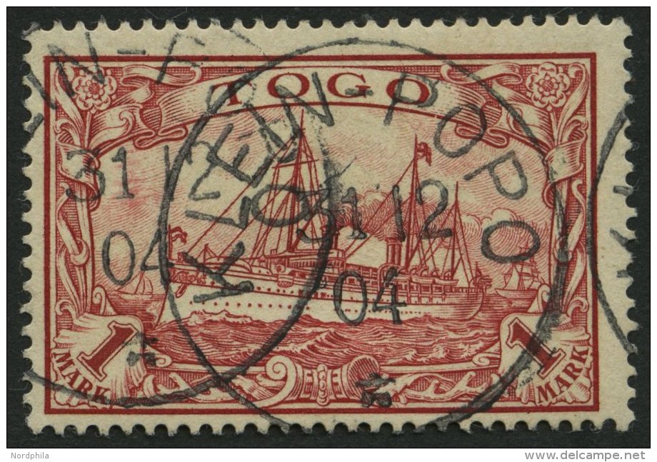 TOGO 16 O, 1900, 1 M. Rot, Stempel KLEIN-POPO, Pracht - Togo