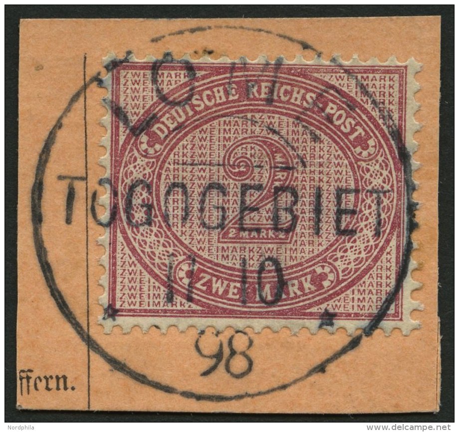 TOGO V 37e BrfStk, 1898, 2 M. Dunkelrotkarmin, Zentrischer Stempel LOME, Postabschnitt, Kabinett - Togo
