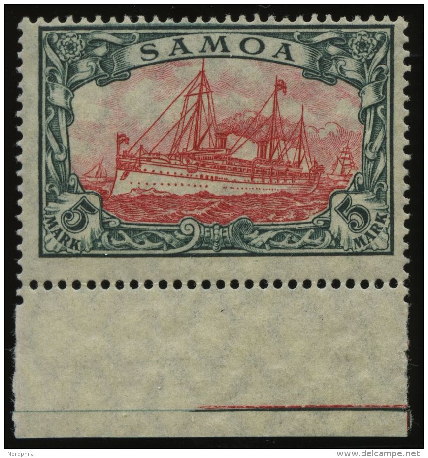 SAMOA 23IIA **, 1919, 5 M. Grünschwarz/dunkelkarmin, Mit Wz., Kriegsdruck, Gezähnt A, Pracht, Mi. 200.- - Samoa