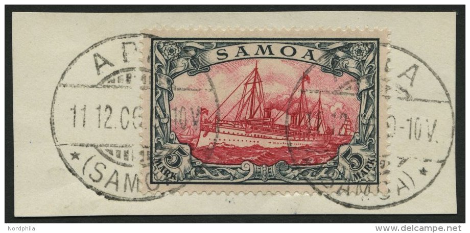 SAMOA 19 BrfStk, 1901, 5 M. Grünschwarz/bräunlichkarmin, Ohne Wz., Prachtbriefstück, Mi. (600.-) - Samoa