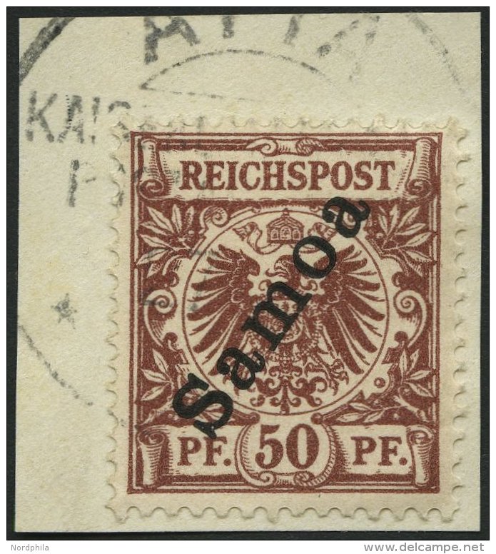 SAMOA 6 BrfStk, 1900, 50 Pf. Lebhaftrötlichbraun, Prachtbriefstück, Mi. 85.- - Samoa