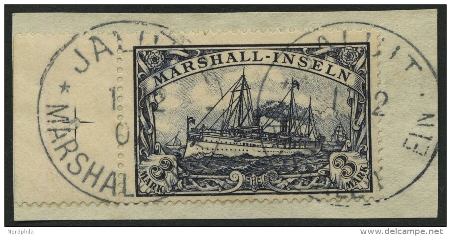 MARSHALL-INSELN 24 BrfStk, 1901, 3 M. Violettschwarz, Linkes Randstück, Prachtbriefstück, Mi. (240.-) - Marshall Islands