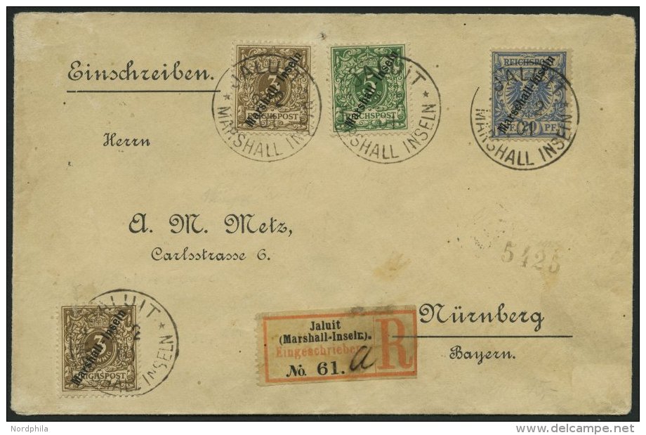 MARSHALL-INSELN 4II,7a BRIEF, 1901, 20 Pf. Berliner Ausgabe Mit 2x 3 Pf. (ein Wert Mängel) Und 5 Pf. Auf Leicht &uu - Marshall Islands