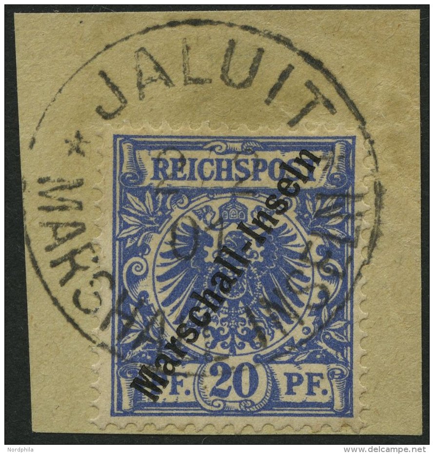 MARSHALL-INSELN 4I BrfStk, 1897, 20 Pf. Jaluit-Ausgabe Mit 2. Stempel Auf Briefstück, Pracht, Gepr. Jäschke-L. - Marshall Islands