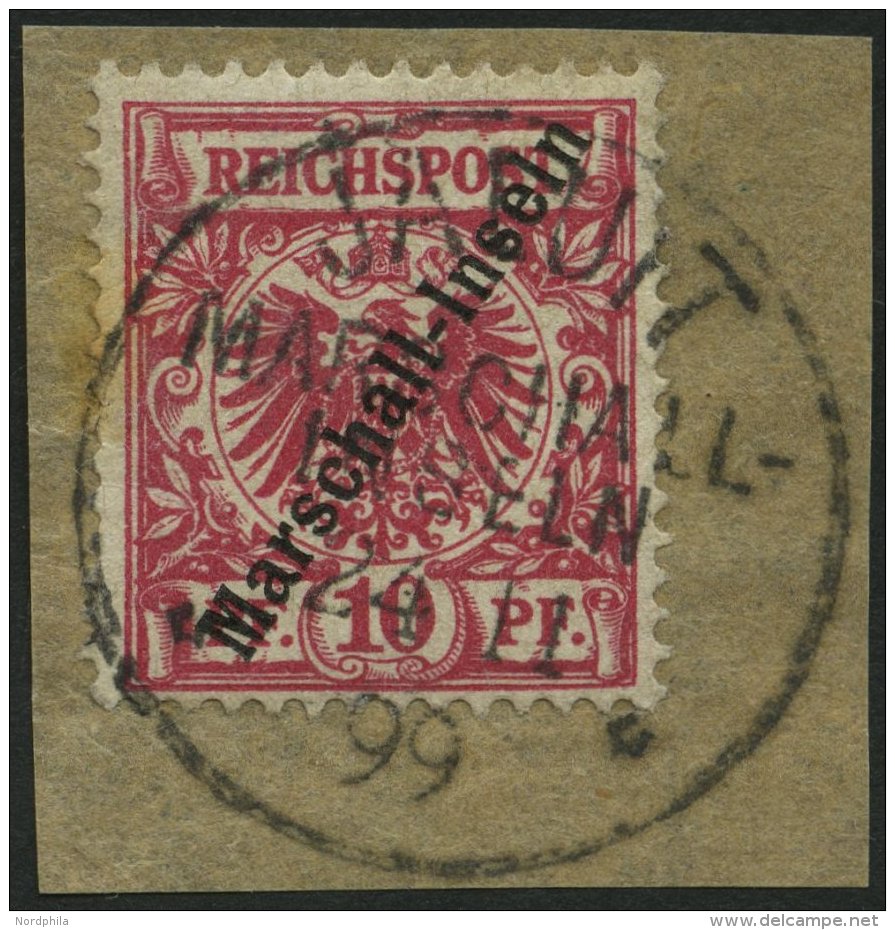 MARSHALL-INSELN 3I BrfStk, 1897, 10 Pf. Jaluit-Ausgabe Auf Briefstück, Feinst, Gepr. Jäschke-L., Mi. 110.- - Marshall Islands