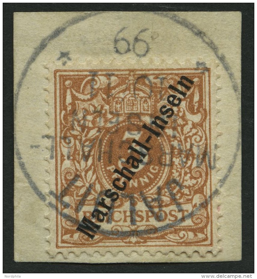 MARSHALL-INSELN 1Ib BrfStk, 1897, 3 Pf. Lebhaftbraunocker Jaluit-Ausgabe,Prachtbriefstück, Fotoattest Jäschke- - Marshall Islands